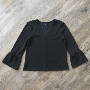 Ann Taylor Bell Sleeve Top - Black XSP